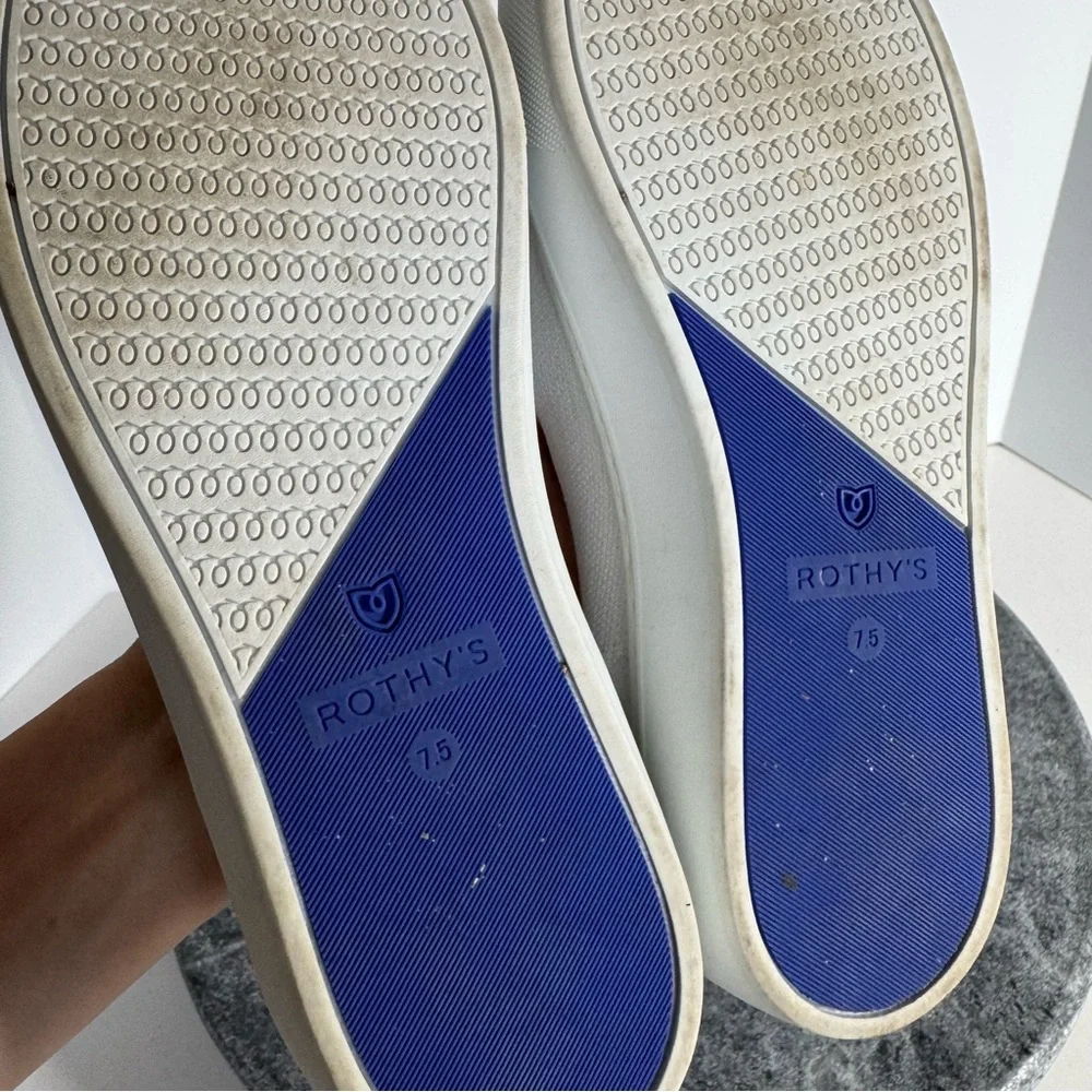 Rothys White Sneakers Shoes Slip On 7.5 Blue Soles